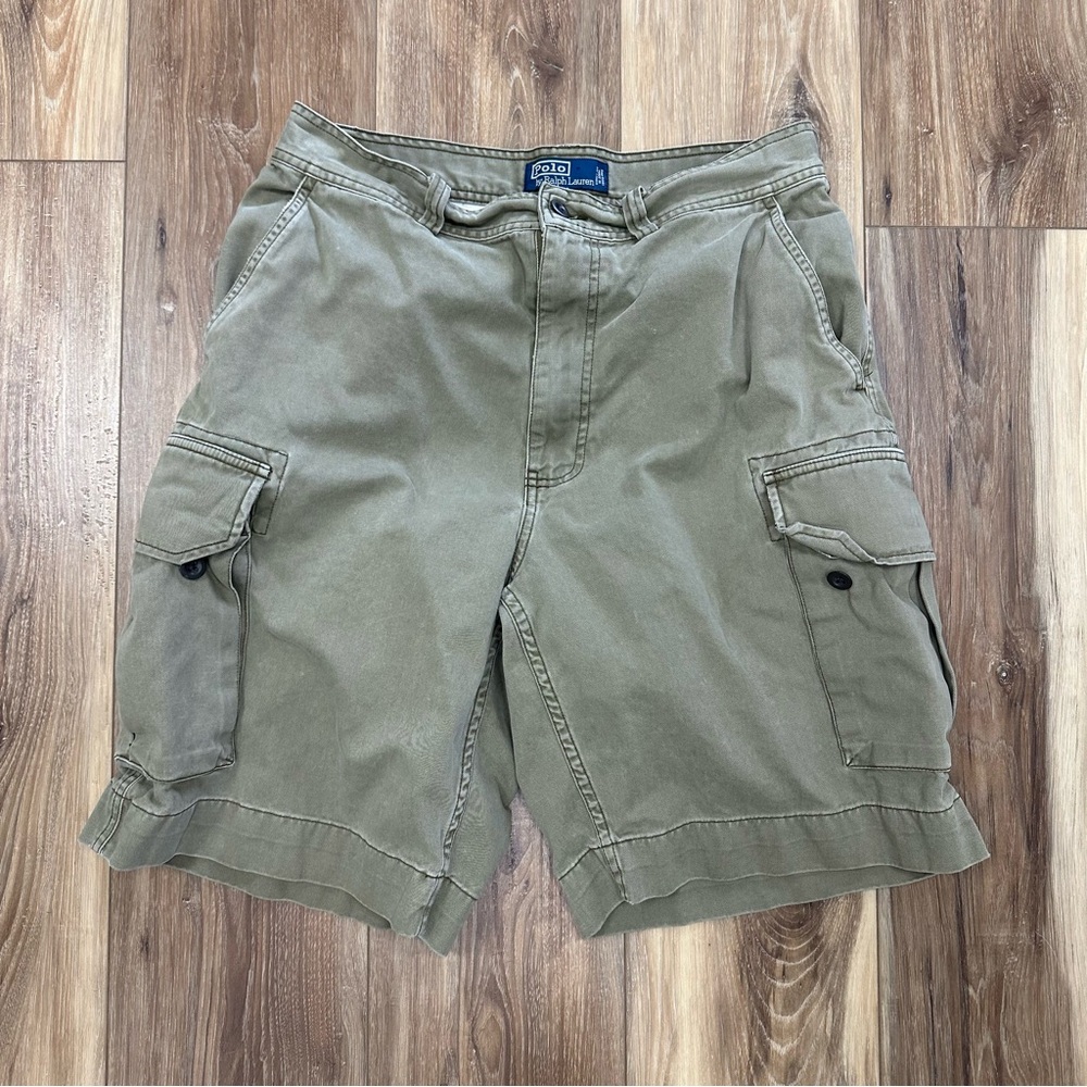 Vintage 90s Y2K Polo Ralph Lauren 100% Cotton Utility Military Cargo Shorts, 32
